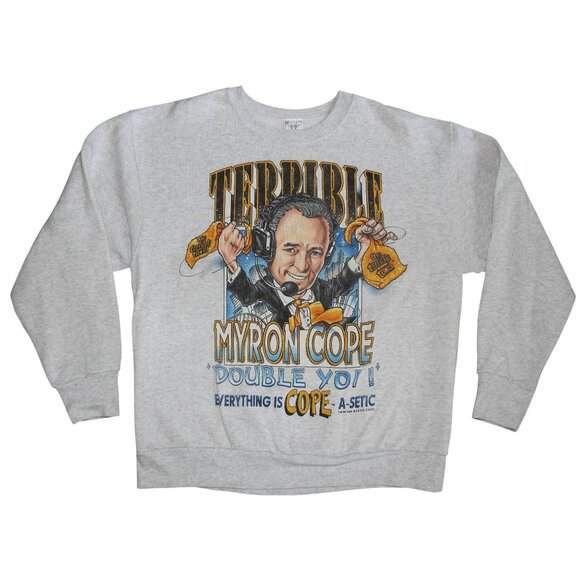 Vintage 1996 Myron Cope Double Yoi Terrible Towel Caricature Sweatshirt XL